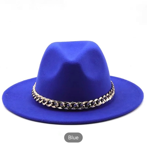British Style Woolen Jazz Top Hat - European + American Big Brim Hat with Chain - Picture 2 of 2